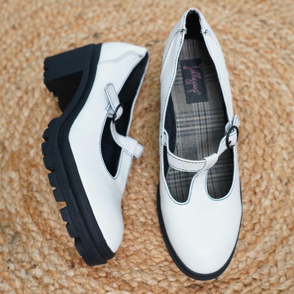 Jellypop Mary Jane Platform Shoes White 8M